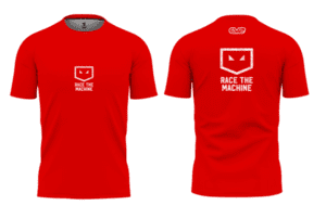 2025 Race The Machine Tech T-Shirt (available in red or black).